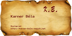 Karner Béla névjegykártya